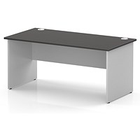 Impulse Two-Tone 1600mm Rectangular Desk, White Panel End Leg, Carbon Grey