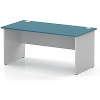 Impulse Two-Tone 1600mm Rectangular Desk, White Panel End Leg, Dark Teal