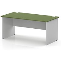 Impulse Two-Tone 1600mm Rectangular Desk, White Panel End Leg, Moss Green