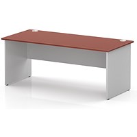 Impulse Two-Tone 1800mm Rectangular Desk, White Panel End Leg, Brick Red