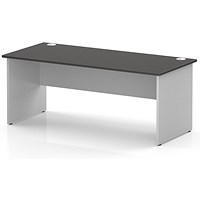 Impulse Two-Tone 1800mm Rectangular Desk, White Panel End Leg, Carbon Grey