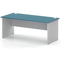 Impulse Two-Tone 1800mm Rectangular Desk, White Panel End Leg, Dark Teal