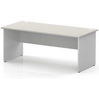 Impulse Two-Tone 1800mm Rectangular Desk, White Panel End Leg, Dove Grey
