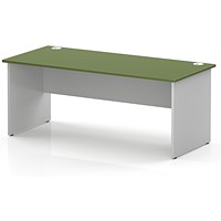 Impulse Two-Tone 1800mm Rectangular Desk, White Panel End Leg, Moss Green