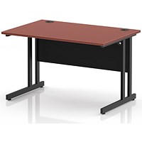 Impulse 1200mm Rectangular Desk, Black Cantilever Leg and Modesty Panel, Brick Red