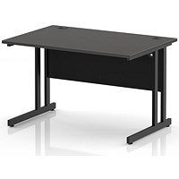 Impulse 1200mm Rectangular Desk, Black Cantilever Leg and Modesty Panel, Carbon Grey