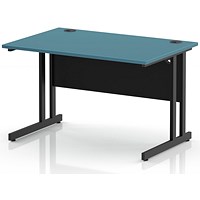 Impulse 1200mm Rectangular Desk, Black Cantilever Leg and Modesty Panel, Dark Teal