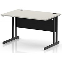 Impulse 1200mm Rectangular Desk, Black Cantilever Leg and Modesty Panel, Dove Grey