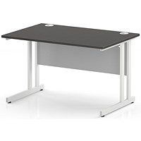 Impulse 1200mm Rectangular Desk, White Cantilever Leg and Modesty Panel, Carbon Grey