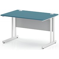 Impulse 1200mm Rectangular Desk, White Cantilever Leg and Modesty Panel, Dark Teal