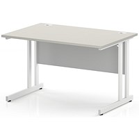 Impulse 1200mm Rectangular Desk, White Cantilever Leg and Modesty Panel, Dove Grey