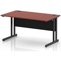 Impulse 1400mm Rectangular Desk, Black Cantilever Leg and Modesty Panel, Brick Red
