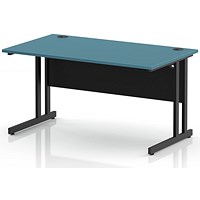 Impulse 1400mm Rectangular Desk, Black Cantilever Leg and Modesty Panel, Dark Teal