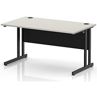 Impulse 1400mm Rectangular Desk, Black Cantilever Leg and Modesty Panel, Dove Grey