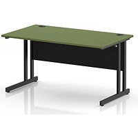 Impulse 1400mm Rectangular Desk, Black Cantilever Leg and Modesty Panel, Moss Green