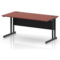Impulse 1600mm Rectangular Desk, Black Cantilever Leg and Modesty Panel, Brick Red