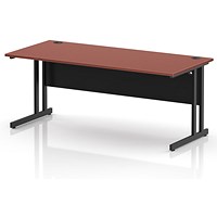 Impulse 1800mm Rectangular Desk, Black Cantilever Leg and Modesty Panel, Brick Red