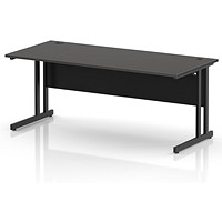 Impulse 1800mm Rectangular Desk, Black Cantilever Leg and Modesty Panel, Carbon Grey