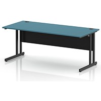 Impulse 1800mm Rectangular Desk, Black Cantilever Leg and Modesty Panel, Dark Teal