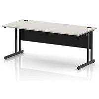 Impulse 1800mm Rectangular Desk, Black Cantilever Leg and Modesty Panel, Dove Grey
