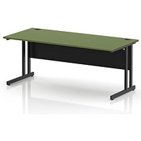 Impulse 1800mm Rectangular Desk, Black Cantilever Leg and Modesty Panel, Moss Green