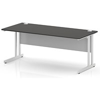 Impulse 1800mm Rectangular Desk, White Cantilever Leg and Modesty Panel, Carbon Grey