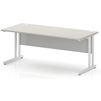 Impulse 1800mm Rectangular Desk, White Cantilever Leg and Modesty Panel, Dove Grey
