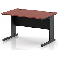 Impulse 1200mm Rectangular Desk, Black Cable Managed Leg and Modesty Panel, Brick Red