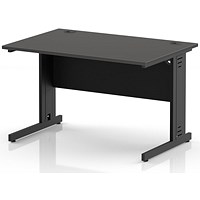 Impulse 1200mm Rectangular Desk, Black Cable Managed Leg and Modesty Panel, Carbon Grey