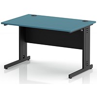 Impulse 1200mm Rectangular Desk, Black Cable Managed Leg and Modesty Panel, Dark Teal