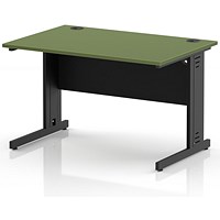 Impulse 1200mm Rectangular Desk, Black Cable Managed Leg and Modesty Panel, Moss Green