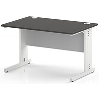Impulse 1200mm Rectangular Desk, White Cable Managed Leg and Modesty Panel, Carbon Grey