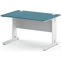 Impulse 1200mm Rectangular Desk, White Cable Managed Leg and Modesty Panel, Dark Teal