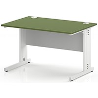 Impulse 1200mm Rectangular Desk, White Cable Managed Leg and Modesty Panel, Moss Green