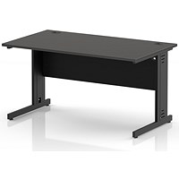 Impulse 1400mm Rectangular Desk, Black Cable Managed Leg and Modesty Panel, Carbon Grey