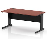 Impulse 1600mm Rectangular Desk, Black Cable Managed Leg and Modesty Panel, Brick Red
