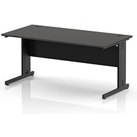 Impulse 1600mm Rectangular Desk, Black Cable Managed Leg and Modesty Panel, Carbon Grey