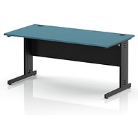 Impulse 1600mm Rectangular Desk, Black Cable Managed Leg and Modesty Panel, Dark Teal