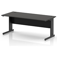 Impulse 1800mm Rectangular Desk, Black Cable Managed Leg and Modesty Panel, Carbon Grey