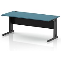 Impulse 1800mm Rectangular Desk, Black Cable Managed Leg and Modesty Panel, Dark Teal