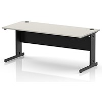 Impulse 1800mm Rectangular Desk, Black Cable Managed Leg and Modesty Panel, Dove Grey