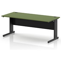 Impulse 1800mm Rectangular Desk, Black Cable Managed Leg and Modesty Panel, Moss Green