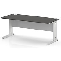 Impulse 1800mm Rectangular Desk, White Cable Managed Leg and Modesty Panel, Carbon Grey