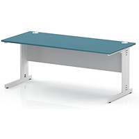 Impulse 1800mm Rectangular Desk, White Cable Managed Leg and Modesty Panel, Dark Teal