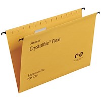 Rexel Crystalfile Flexi Manilla Suspension Files, V Base, Foolscap, Yellow, Pack of 50