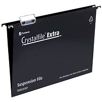 Rexel Crystalfile Extra Manilla Suspension Files, V Base, Foolscap, Black, Pack of 25