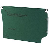 Rexel Crystalfile Classic Manilla Lateral Suspension Files, 330mm Width, 30mm Square Base, Green, Pack of 25