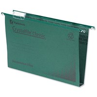 Rexel Crystalfile Classic Manilla Suspension Files, Square Base, A4, Green, Pack of 50
