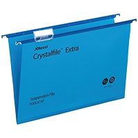 Rexel Crystalfile Extra Polypropylene Suspension Files, V Base, Foolscap, Blue, Pack of 25