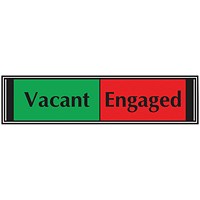 Vacant/Engaged Self Adhesive Sliding Sign, 225x52mm, Black on Red and Green
